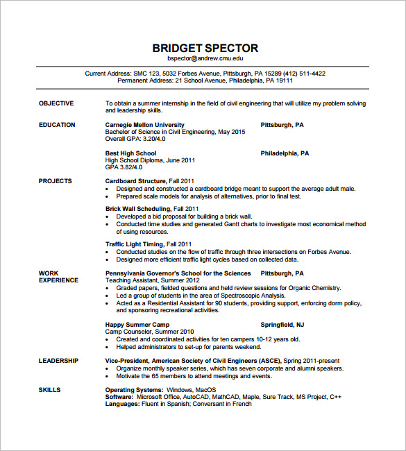 best resume format for freshers engineers free download pdf